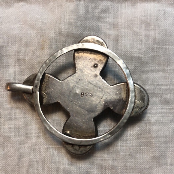 Vintage Sterling Silver 925 Lapis Lazuli Cluster Slide Pendant - Picture 2 of 3